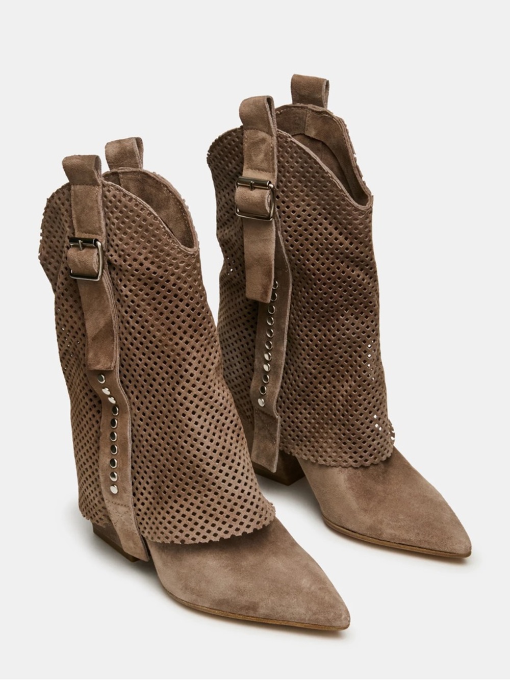 Steve Madden AUBRIELLE Taupe Suede Leather Cuffed Boot -Made in Italy- Size EU38 - Picture 6 of 17